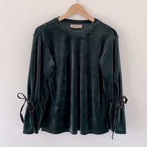 Philosophy Republic Clothing Dark Green Velvet Top